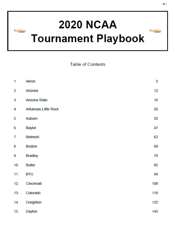 2020 NCAA Tournament Playbook – The Basketball Playbook